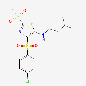 molecular formula C15H19ClN2O4S3 B11407781 4-(4-chlorobenzenesulfonyl)-2-methanesulfonyl-N-(3-methylbutyl)-1,3-thiazol-5-amine 