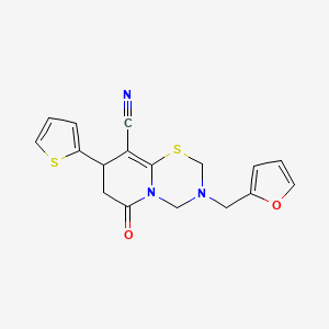 3-(furan-2-ylmethyl)-6-oxo-8-(thiophen-2-yl)-3,4,7,8-tetrahydro-2H,6H-pyrido[2,1-b][1,3,5]thiadiazine-9-carbonitrile