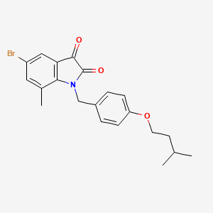 molecular formula C21H22BrNO3 B11407863 5-bromo-7-methyl-1-[4-(3-methylbutoxy)benzyl]-1H-indole-2,3-dione 