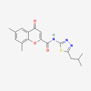 molecular formula C18H19N3O3S B11407893 6,8-dimethyl-N-[5-(2-methylpropyl)-1,3,4-thiadiazol-2-yl]-4-oxo-4H-chromene-2-carboxamide 