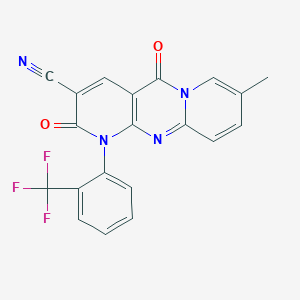 13-methyl-2,6-dioxo-7-[2-(trifluoromethyl)phenyl]-1,7,9-triazatricyclo[8.4.0.03,8]tetradeca-3(8),4,9,11,13-pentaene-5-carbonitrile