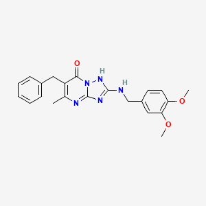 molecular formula C22H23N5O3 B11408007 6-benzyl-2-[(3,4-dimethoxybenzyl)amino]-5-methyl[1,2,4]triazolo[1,5-a]pyrimidin-7(4H)-one 