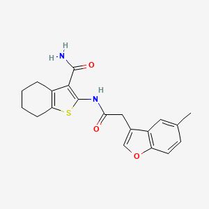 molecular formula C20H20N2O3S B11408010 2-{[(5-Methyl-1-benzofuran-3-yl)acetyl]amino}-4,5,6,7-tetrahydro-1-benzothiophene-3-carboxamide 