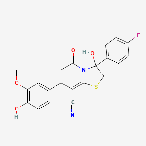 3-(4-fluorophenyl)-3-hydroxy-7-(4-hydroxy-3-methoxyphenyl)-5-oxo-2,3,6,7-tetrahydro-5H-[1,3]thiazolo[3,2-a]pyridine-8-carbonitrile