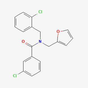 molecular formula C19H15Cl2NO2 B11408046 3-chloro-N-(2-chlorobenzyl)-N-(furan-2-ylmethyl)benzamide 