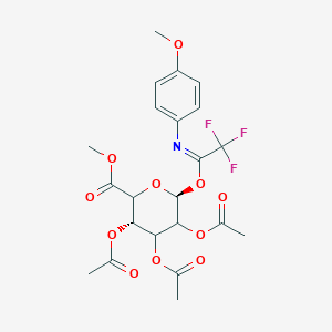 molecular formula C₂₂H₂₄F₃NO₁₁ B1140805 2,3,4-三乙酰基-D-葡萄糖吡喃糖醛酸甲酯 1-(N-4-甲氧基苯基)-2,2,2-三氟乙酰亚胺 CAS No. 918158-52-8