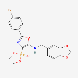 molecular formula C19H18BrN2O6P B11408053 Dimethyl {5-[(1,3-benzodioxol-5-ylmethyl)amino]-2-(4-bromophenyl)-1,3-oxazol-4-yl}phosphonate 