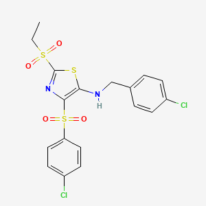 molecular formula C18H16Cl2N2O4S3 B11408116 N-(4-chlorobenzyl)-4-[(4-chlorophenyl)sulfonyl]-2-(ethylsulfonyl)-1,3-thiazol-5-amine 