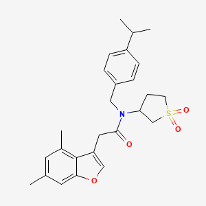 2-(4,6-dimethyl-1-benzofuran-3-yl)-N-(1,1-dioxidotetrahydrothiophen-3-yl)-N-[4-(propan-2-yl)benzyl]acetamide