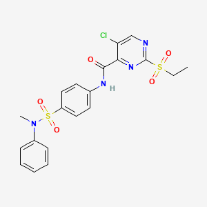 molecular formula C20H19ClN4O5S2 B11408237 5-chloranyl-2-ethylsulfonyl-N-[4-[methyl(phenyl)sulfamoyl]phenyl]pyrimidine-4-carboxamide 