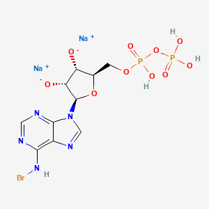 molecular formula C10H11BrN5Na3O10P2 B1140825 Sodium (2R,3R,4R,5R)-2-(6-(bromoamino)-9H-purin-9-yl)-5-(((hydroxy(phosphonooxy)phosphoryl)oxy)methyl)tetrahydrofuran-3,4-bis(olate) CAS No. 102185-47-7