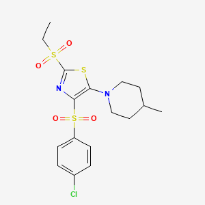 4-((4-Chlorophenyl)sulfonyl)-2-(ethylsulfonyl)-5-(4-methylpiperidin-1-yl)thiazole