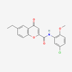 molecular formula C19H16ClNO4 B11408278 N-(5-chloro-2-methoxyphenyl)-6-ethyl-4-oxo-4H-chromene-2-carboxamide 