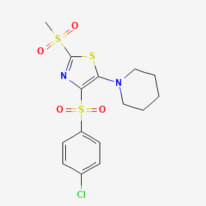 4-((4-Chlorophenyl)sulfonyl)-2-(methylsulfonyl)-5-(piperidin-1-yl)thiazole