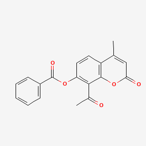 2H-1-Benzopyran-2-one, 8-acetyl-7-(benzoyloxy)-4-methyl-