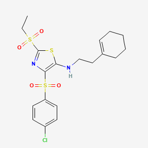 4-((4-chlorophenyl)sulfonyl)-N-(2-(cyclohex-1-en-1-yl)ethyl)-2-(ethylsulfonyl)thiazol-5-amine