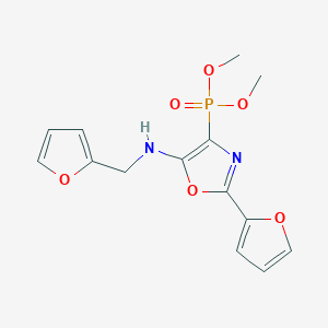 molecular formula C14H15N2O6P B11408504 Dimethyl [2-(furan-2-YL)-5-{[(furan-2-YL)methyl]amino}-1,3-oxazol-4-YL]phosphonate 