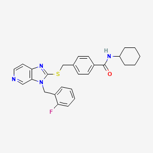 N-Cyclohexyl-4-[({3-[(2-fluorophenyl)methyl]-3H-imidazo[4,5-C]pyridin-2-YL}sulfanyl)methyl]benzamide