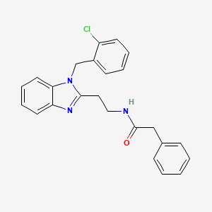 molecular formula C24H22ClN3O B11408537 N-{2-[1-(2-chlorobenzyl)-1H-benzimidazol-2-yl]ethyl}-2-phenylacetamide 