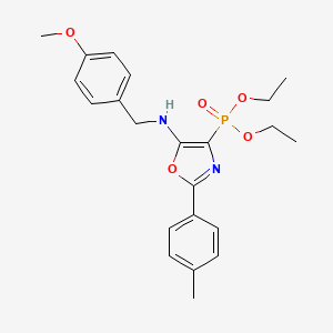 molecular formula C22H27N2O5P B11408596 Diethyl {5-[(4-methoxybenzyl)amino]-2-(4-methylphenyl)-1,3-oxazol-4-yl}phosphonate 