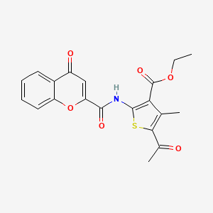 molecular formula C20H17NO6S B11408668 ethyl 5-acetyl-4-methyl-2-{[(4-oxo-4H-chromen-2-yl)carbonyl]amino}thiophene-3-carboxylate 