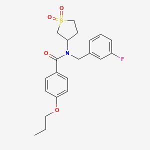 molecular formula C21H24FNO4S B11408690 N-(1,1-dioxidotetrahydrothiophen-3-yl)-N-(3-fluorobenzyl)-4-propoxybenzamide 