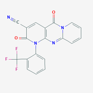 molecular formula C19H9F3N4O2 B11408691 2,6-dioxo-7-[2-(trifluoromethyl)phenyl]-1,7,9-triazatricyclo[8.4.0.03,8]tetradeca-3(8),4,9,11,13-pentaene-5-carbonitrile 