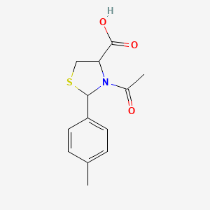 molecular formula C13H15NO3S B11408693 3-Acetyl-2-(4-methylphenyl)-1,3-thiazolidine-4-carboxylic acid 