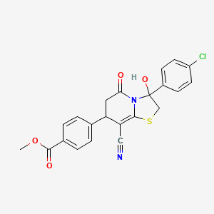 molecular formula C22H17ClN2O4S B11408753 methyl 4-[3-(4-chlorophenyl)-8-cyano-3-hydroxy-5-oxo-2,3,6,7-tetrahydro-5H-[1,3]thiazolo[3,2-a]pyridin-7-yl]benzoate 