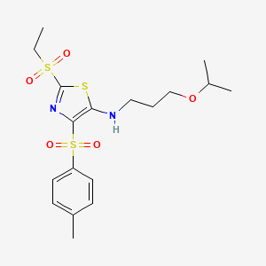 molecular formula C18H26N2O5S3 B11408755 2-(ethylsulfonyl)-N-(3-isopropoxypropyl)-4-tosylthiazol-5-amine 