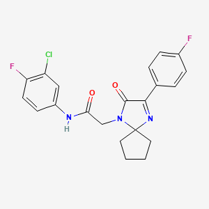 molecular formula C21H18ClF2N3O2 B11408765 N-(3-chloro-4-fluorophenyl)-2-[3-(4-fluorophenyl)-2-oxo-1,4-diazaspiro[4.4]non-3-en-1-yl]acetamide 