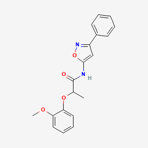 molecular formula C19H18N2O4 B11408772 2-(2-methoxyphenoxy)-N-(3-phenyl-1,2-oxazol-5-yl)propanamide 