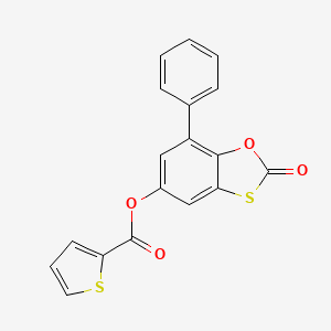 molecular formula C18H10O4S2 B11408823 2-Oxo-7-phenyl-1,3-benzoxathiol-5-yl thiophene-2-carboxylate 