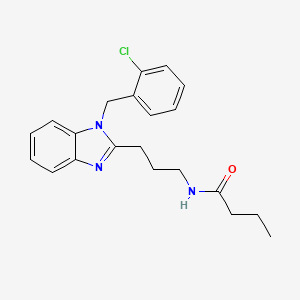 molecular formula C21H24ClN3O B11408835 N-{3-[1-(2-chlorobenzyl)-1H-benzimidazol-2-yl]propyl}butanamide 