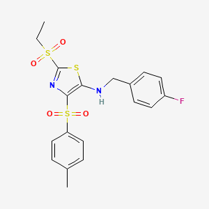 molecular formula C19H19FN2O4S3 B11408846 2-(ethylsulfonyl)-N-(4-fluorobenzyl)-4-[(4-methylphenyl)sulfonyl]-1,3-thiazol-5-amine 