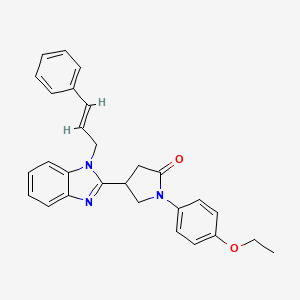 molecular formula C28H27N3O2 B11408890 1-(4-ethoxyphenyl)-4-{1-[(2E)-3-phenylprop-2-en-1-yl]-1H-benzimidazol-2-yl}pyrrolidin-2-one 