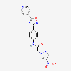 molecular formula C18H13N7O4 B11408931 2-(4-nitro-1H-pyrazol-1-yl)-N-{4-[5-(pyridin-4-yl)-1,2,4-oxadiazol-3-yl]phenyl}acetamide 