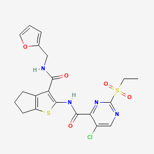 molecular formula C20H19ClN4O5S2 B11408945 5-chloro-2-(ethylsulfonyl)-N-{3-[(furan-2-ylmethyl)carbamoyl]-5,6-dihydro-4H-cyclopenta[b]thiophen-2-yl}pyrimidine-4-carboxamide 