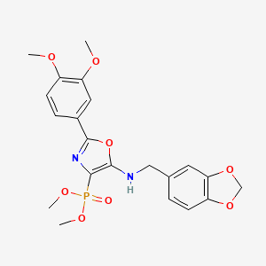 Dimethyl (5-{[(2H-1,3-benzodioxol-5-YL)methyl]amino}-2-(3,4-dimethoxyphenyl)-1,3-oxazol-4-YL)phosphonate