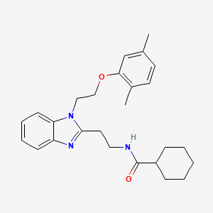 molecular formula C26H33N3O2 B11408979 N-(2-{1-[2-(2,5-dimethylphenoxy)ethyl]-1H-benzimidazol-2-yl}ethyl)cyclohexanecarboxamide 