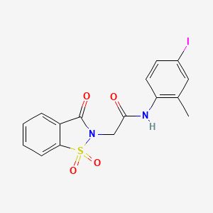 2-(1,1-dioxido-3-oxo-1,2-benzisothiazol-2(3H)-yl)-N-(4-iodo-2-methylphenyl)acetamide