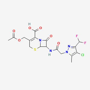 3-[(acetyloxy)methyl]-7-({[4-chloro-3-(difluoromethyl)-5-methyl-1H-pyrazol-1-yl]acetyl}amino)-8-oxo-5-thia-1-azabicyclo[4.2.0]oct-2-ene-2-carboxylic acid