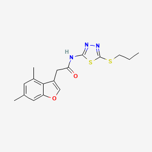 molecular formula C17H19N3O2S2 B11409022 2-(4,6-dimethyl-1-benzofuran-3-yl)-N-[5-(propylsulfanyl)-1,3,4-thiadiazol-2-yl]acetamide 