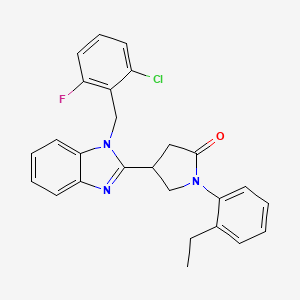 molecular formula C26H23ClFN3O B11409100 4-[1-(2-chloro-6-fluorobenzyl)-1H-benzimidazol-2-yl]-1-(2-ethylphenyl)pyrrolidin-2-one 