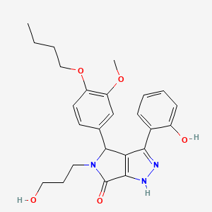 molecular formula C25H29N3O5 B11409116 4-(4-butoxy-3-methoxyphenyl)-3-(2-hydroxyphenyl)-5-(3-hydroxypropyl)-4,5-dihydropyrrolo[3,4-c]pyrazol-6(1H)-one 