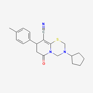 3-cyclopentyl-8-(4-methylphenyl)-6-oxo-3,4,7,8-tetrahydro-2H,6H-pyrido[2,1-b][1,3,5]thiadiazine-9-carbonitrile