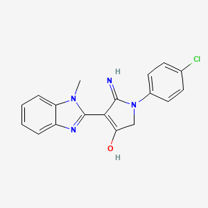 molecular formula C18H15ClN4O B11409128 5-Amino-1-(4-chlorophenyl)-4-(1-methyl-1H-1,3-benzodiazol-2-YL)-2,3-dihydro-1H-pyrrol-3-one 