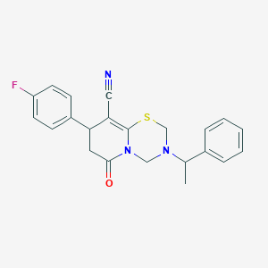 8-(4-fluorophenyl)-6-oxo-3-(1-phenylethyl)-3,4,7,8-tetrahydro-2H,6H-pyrido[2,1-b][1,3,5]thiadiazine-9-carbonitrile