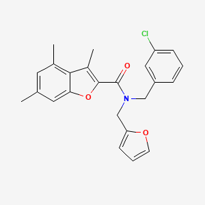 molecular formula C24H22ClNO3 B11409144 N-(3-chlorobenzyl)-N-(furan-2-ylmethyl)-3,4,6-trimethyl-1-benzofuran-2-carboxamide 