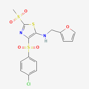 molecular formula C15H13ClN2O5S3 B11409170 4-(4-chlorobenzenesulfonyl)-N-[(furan-2-yl)methyl]-2-methanesulfonyl-1,3-thiazol-5-amine 